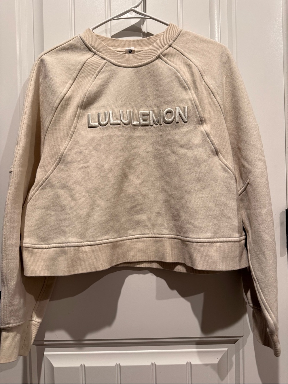 lululemon athletica Cream Cropped Logo Sweatshirt